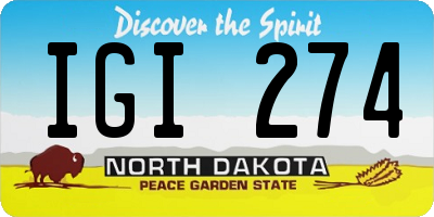 ND license plate IGI274