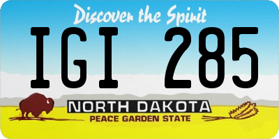 ND license plate IGI285