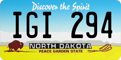 ND license plate IGI294