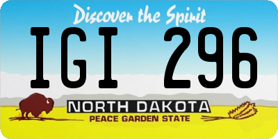ND license plate IGI296