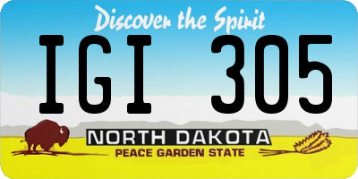 ND license plate IGI305
