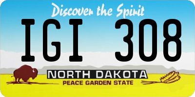 ND license plate IGI308
