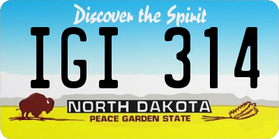ND license plate IGI314
