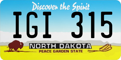 ND license plate IGI315