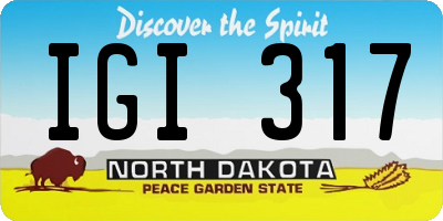 ND license plate IGI317