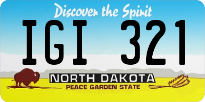 ND license plate IGI321