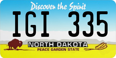 ND license plate IGI335