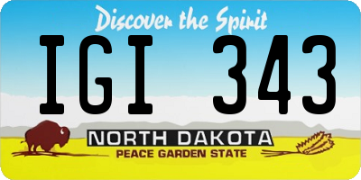 ND license plate IGI343