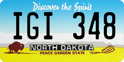 ND license plate IGI348
