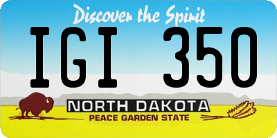 ND license plate IGI350
