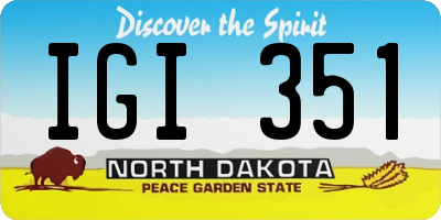ND license plate IGI351