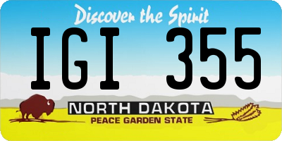 ND license plate IGI355