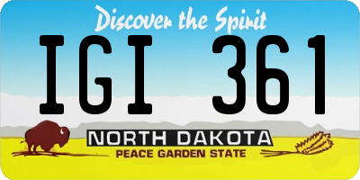 ND license plate IGI361