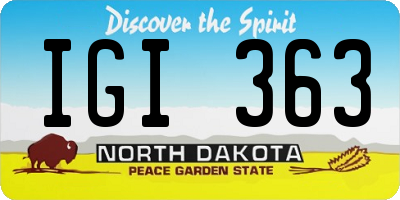 ND license plate IGI363