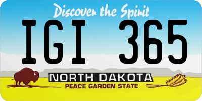 ND license plate IGI365