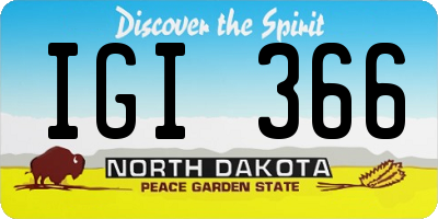 ND license plate IGI366