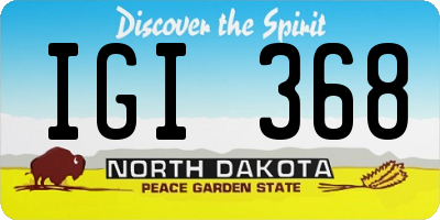 ND license plate IGI368