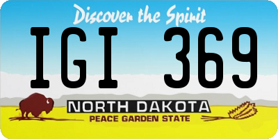 ND license plate IGI369