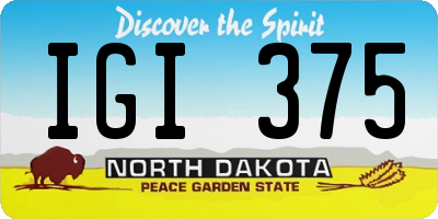 ND license plate IGI375