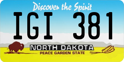 ND license plate IGI381