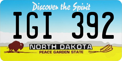 ND license plate IGI392