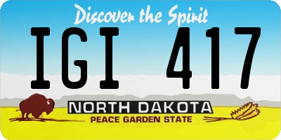 ND license plate IGI417
