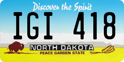 ND license plate IGI418