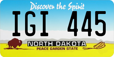 ND license plate IGI445