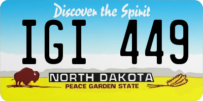 ND license plate IGI449