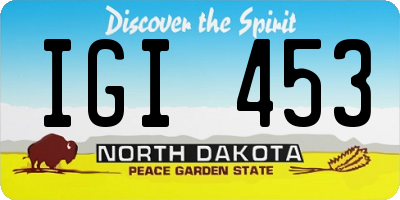 ND license plate IGI453