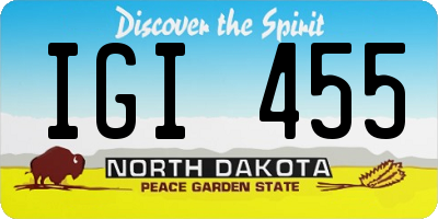 ND license plate IGI455