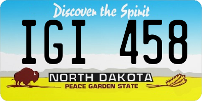 ND license plate IGI458
