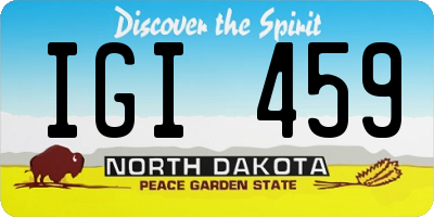 ND license plate IGI459