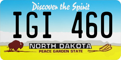 ND license plate IGI460