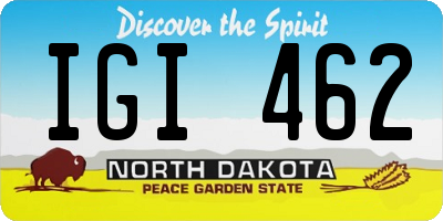 ND license plate IGI462