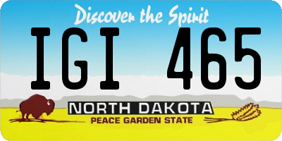 ND license plate IGI465