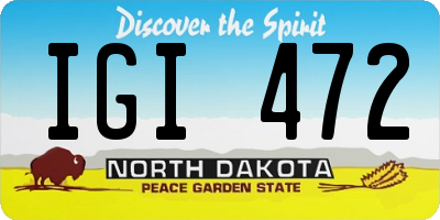 ND license plate IGI472