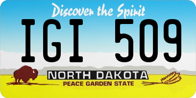 ND license plate IGI509