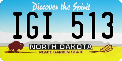 ND license plate IGI513