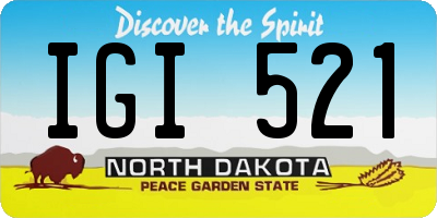 ND license plate IGI521