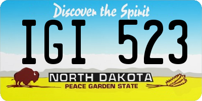 ND license plate IGI523