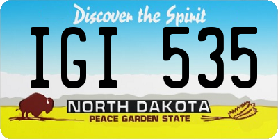 ND license plate IGI535