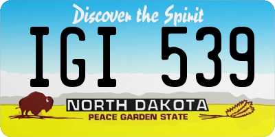 ND license plate IGI539