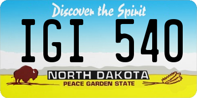ND license plate IGI540