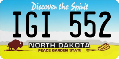 ND license plate IGI552