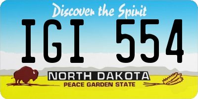 ND license plate IGI554