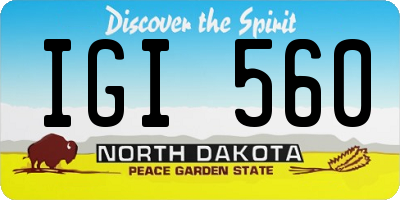 ND license plate IGI560