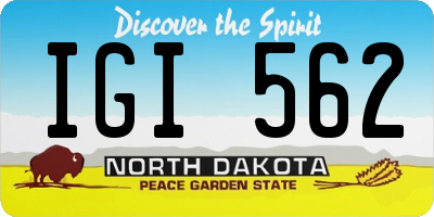 ND license plate IGI562