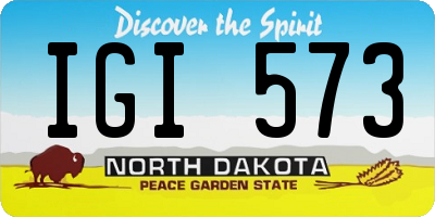ND license plate IGI573