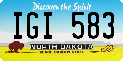 ND license plate IGI583